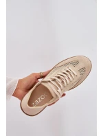 Kožené semišové dámské tenisky s síťovinou model 22027653 Béžové - Zazoo