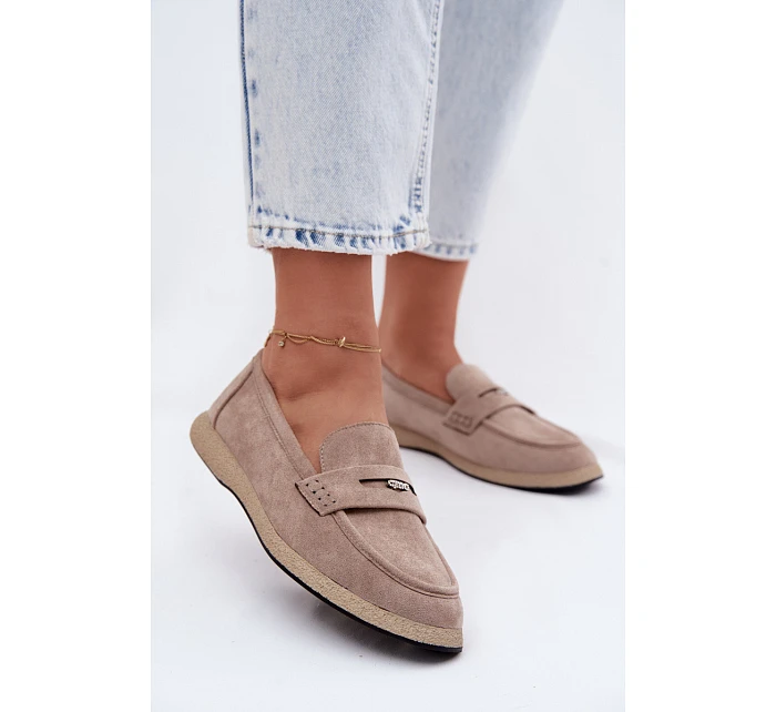 Dámské mokasíny z imitace semiše Vinceza Béžové Dámské mokasíny z imitace semiše Vinceza Béžové