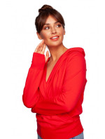 B246 Zavinovací sveter s kapucňou - červený