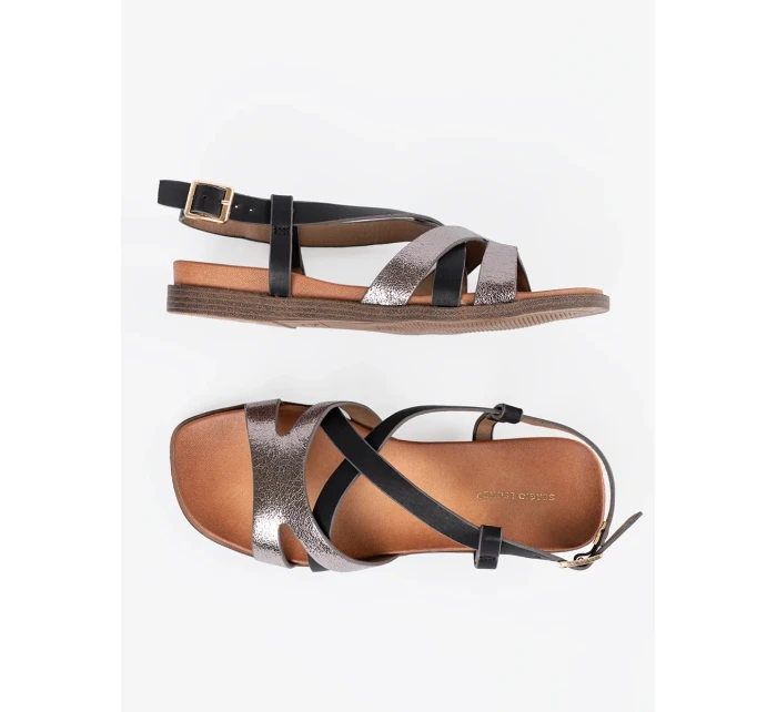 Módne čierne sandále na podpätku pre ženy Módne čierne sandále na podpätku pre ženy