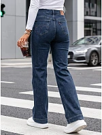 Dámske džínsy so širokými nohavicami a vysokým pásom, tmavomodré, FashionStreet UY3099 Dámske džínsy so širokými nohavicami a vysokým pásom, tmavomodré, FashionStreet UY3099