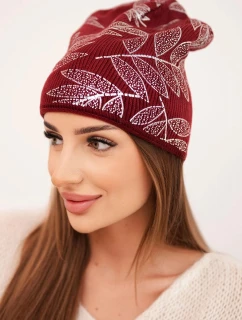 Dámská zimní čepice z vlny s dvojitým lemem oranžová model 21876053 - K-Fashion