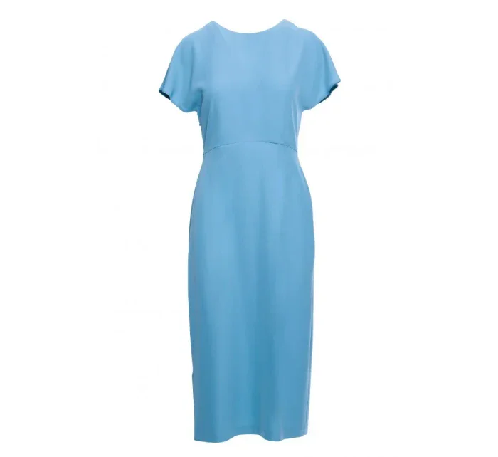 model 20966244 Tužkové šaty s rozparkem na boku nebesky modré - STYLOVE