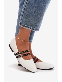 Dámske baleríny s remienkami Deliora - biele