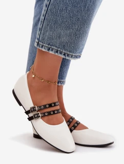 Dámske baleríny s remienkami Deliora - biele