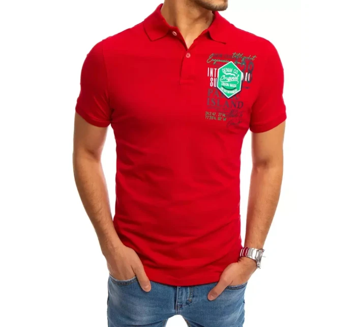 FashionStreet červené polo tričko s potlačou PX0367
