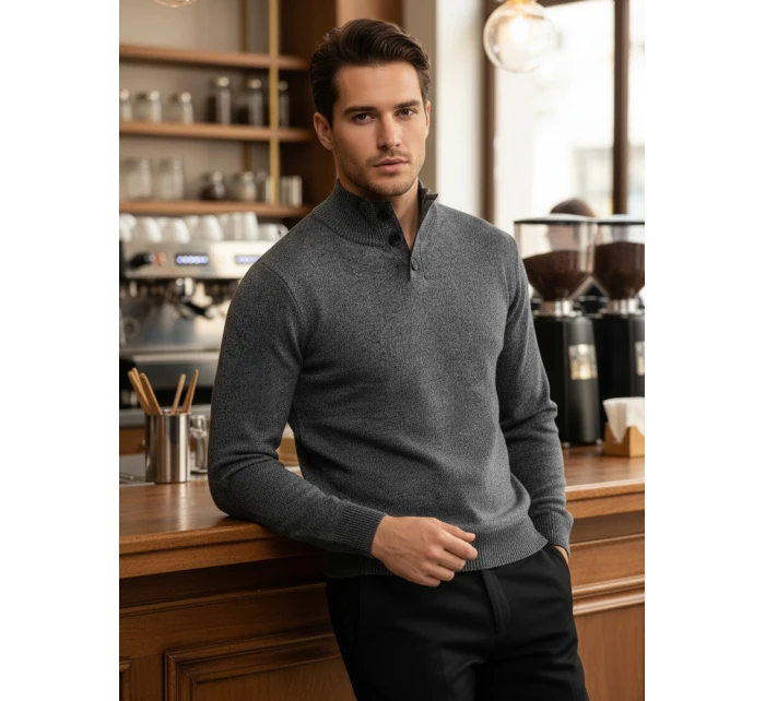 Pánský svetr se stojáčkem světle šedý Dstreet model 21995596 - FashionStreet