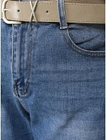 Dámske baggy modré džínsy s opaskom FashionStreet UY2945