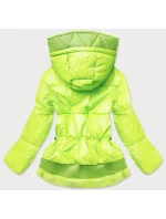 Neónovo žltá dámska krátka zimná bunda s kapucňou (JIN211)