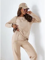 Béžový bavlnený set - blúzka a nohavice (VE58)