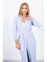 Sveter dlhý sveter viazaný v páse modrý