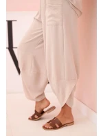 Komplet z viskózy halenka + kalhoty tmavě béžový Komplet z viskózy halenka + kalhoty tmavě béžový