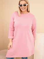 Dámske šaty v nadmernej veľkosti z viskózy s voľným strihom a dlhými rukávmi Dark Powder Pink