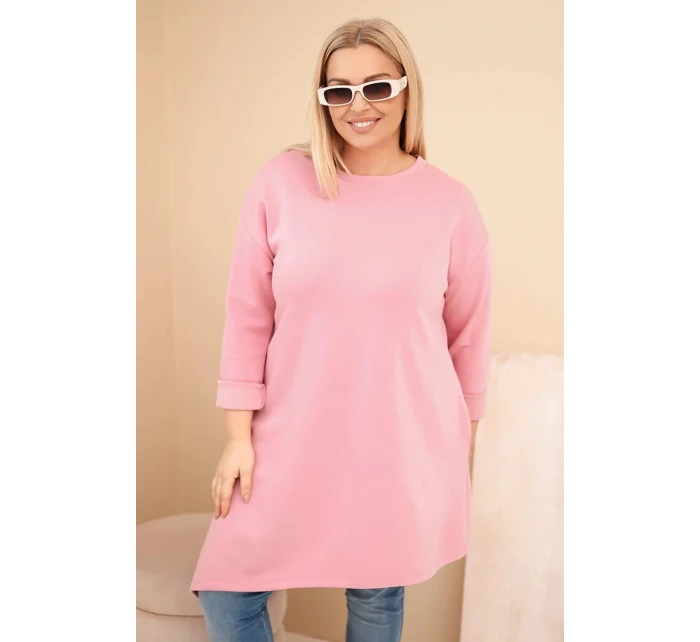 Dámske šaty v nadmernej veľkosti z viskózy s voľným strihom a dlhými rukávmi Dark Powder Pink Dámske šaty v nadmernej veľkosti z viskózy s voľným strihom a dlhými rukávmi Dark Powder Pink