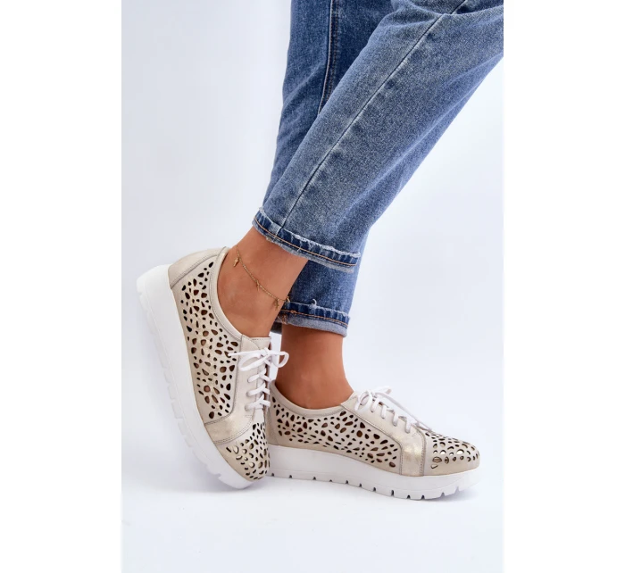 Kožené Polobotky Na Platformě Bežové model 21646202 - Zazoo