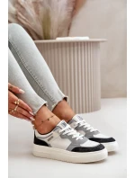 Damskie Niskie Sneakersy Z Eko Skóry Big Star OO274028 Biało-Szare Damskie Niskie Sneakersy Z Eko Skóry Big Star OO274028 Biało-Szare