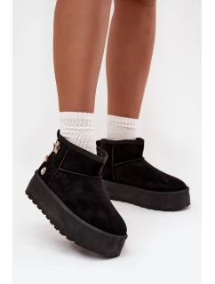 Dámské sněhule na platformě s přezkami černé model 21714200 - Boto
