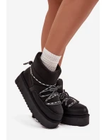 Dámske snežnice na platforme D.Franklin - čierne Dámske snežnice na platforme D.Franklin - čierne