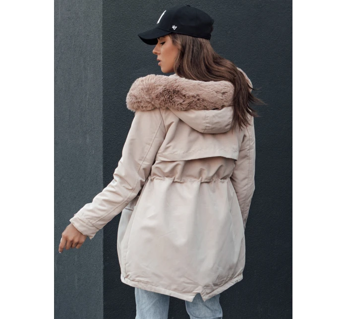 Dámská zimní bunda parka s kapucí béžová Dstreet model 21979645 - FashionStreet
