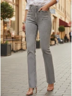 Dámské džíny s vysokým pasem a širokými nohavicemi šedé Dstreet model 21996075 - FashionStreet