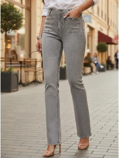 Dámské džíny s vysokým pasem a širokými nohavicemi šedé Dstreet model 21996075 - FashionStreet