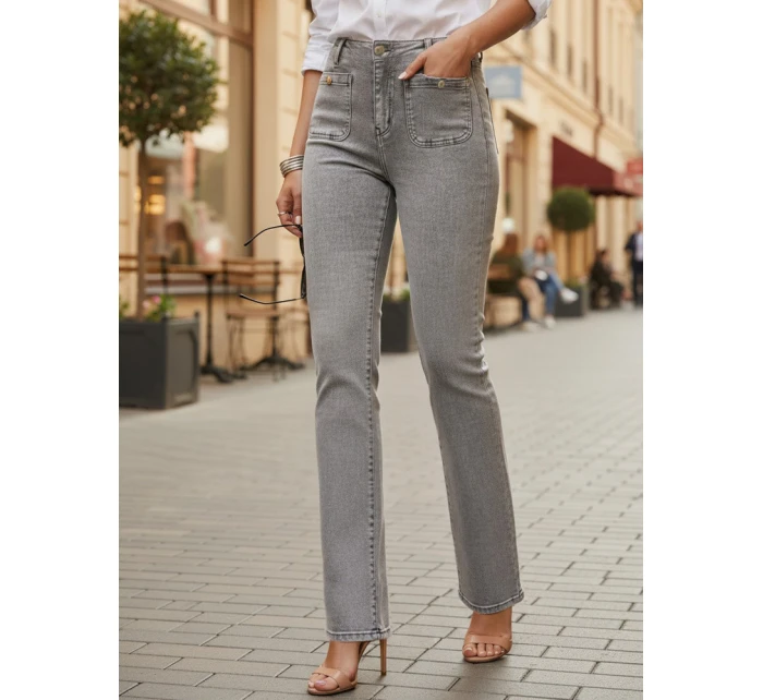 Dámské džíny s vysokým pasem a širokými nohavicemi šedé Dstreet model 21996075 - FashionStreet