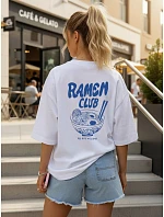 Dámske tričko oversize s potlačou, biele, FashionStreet NX9506RY