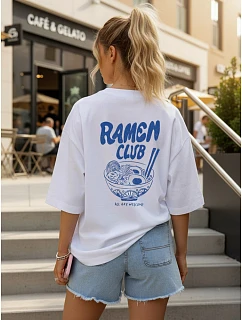 Dámske tričko oversize s potlačou, biele, FashionStreet NX9506RY
