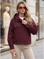 Dámska prechodná bunda s kapucňou, vínová, FashionStreet TY5964