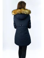 Tmavomodrá a ružová obojstranná dámska zimná bunda s kapucňou (w213) Tmavomodrá a ružová obojstranná dámska zimná bunda s kapucňou (w213)