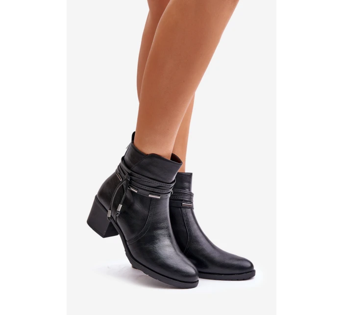 Dámské boty na podpatku z podšívkou černé model 21672432 - Boto