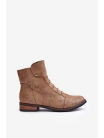 Ocieplane Botki Damskie Na Płaskim Obcasie Złote Labise Ocieplane Botki Damskie Na Płaskim Obcasie Złote Labise