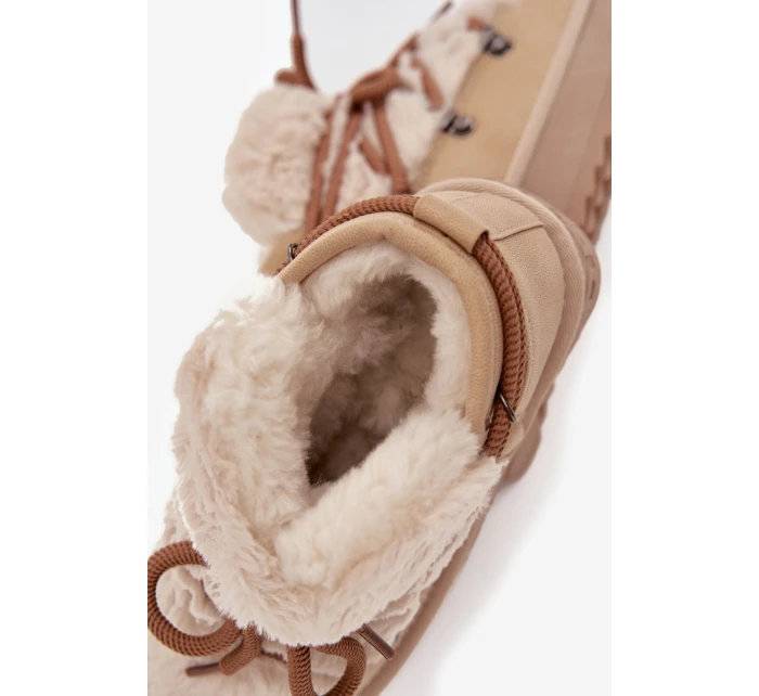 Śniegowce Dziecięce Młodzieżowe Z Futerkiem D.Franklin DFSH370011 Beżowe