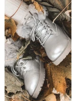 Srebrne Ocieplane Dziecięce Botki Trapery Fobos Srebrne Ocieplane Dziecięce Botki Trapery Fobos