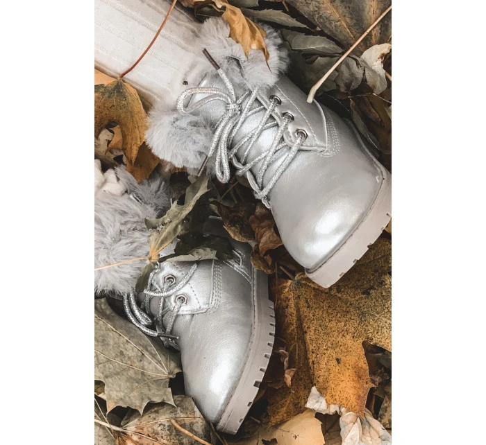 Srebrne Ocieplane Dziecięce Botki Trapery Fobos Srebrne Ocieplane Dziecięce Botki Trapery Fobos