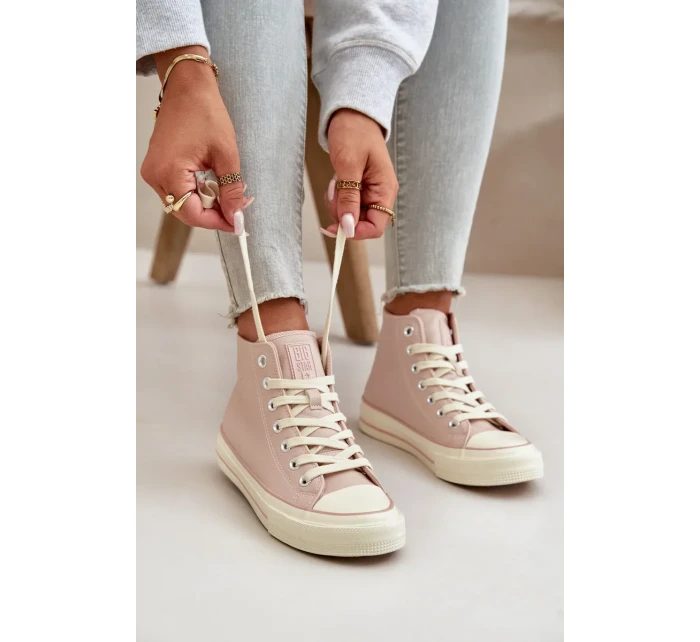 Dámske zateplené tenisky z eko kože Pink Big Star