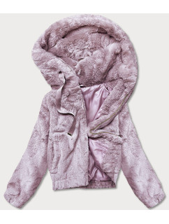 Krátká růžová dámská kožešinová bunda (R8050-81)