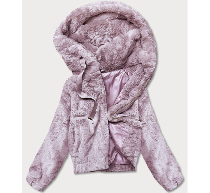Krátka ružová dámska kožušinová bunda (R8050-81)