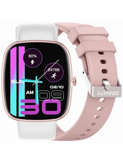 Dámske inteligentné hodinky GRAVITY GT18-2 Pink Silicone Strap + White Strap Dámske inteligentné hodinky GRAVITY GT18-2 Pink Silicone Strap + White Strap
