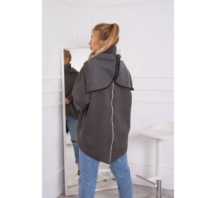 Zateplená mikina se zipem na zádech grafitová