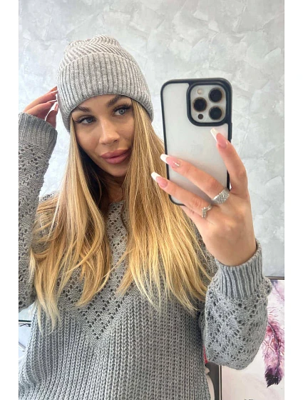 Tenká čepice Oliwia model 18750345 světle šedá - K-Fashion