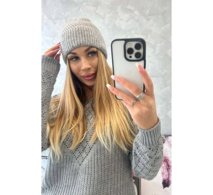 Tenká čiapka Oliwia K252 svetlo šedá