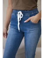 Džínsové nohavice s rebrovaným lemom Džínsové nohavice s rebrovaným lemom