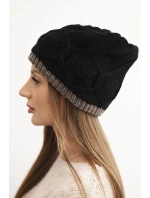 Dámská zimní čepice z vlny s vzorem černá + cappuccino model 21782989 - K-Fashion