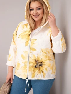 Dámske Plus veľkosť jarná bunda s kvetinovým vzorom žltá