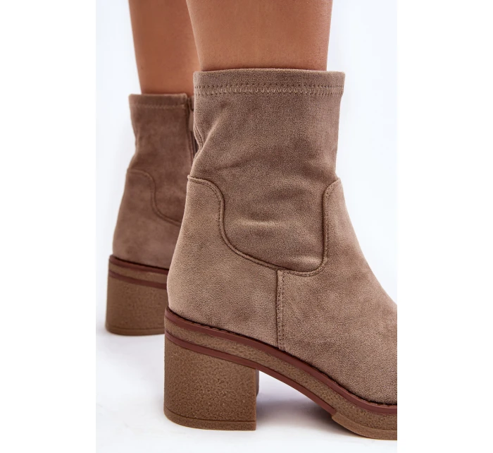 Damskie Botki Na Słupku Beżowe Argastis Damskie Botki Na Słupku Beżowe Argastis