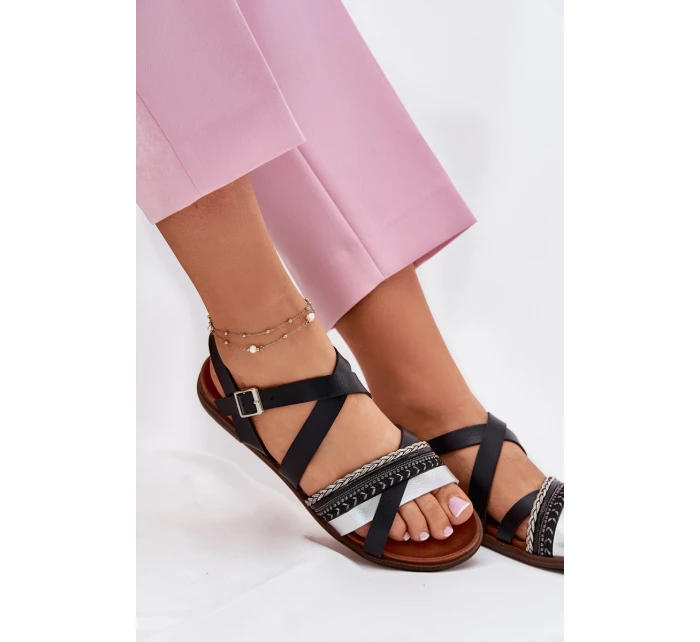 Dámské Ploché Sandály S Pásky Černé model 21697523 - SERGIO LEONE