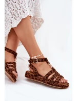 Sandały Damskie Na Platformie Ze Złotym Detalem Panterka Kartia