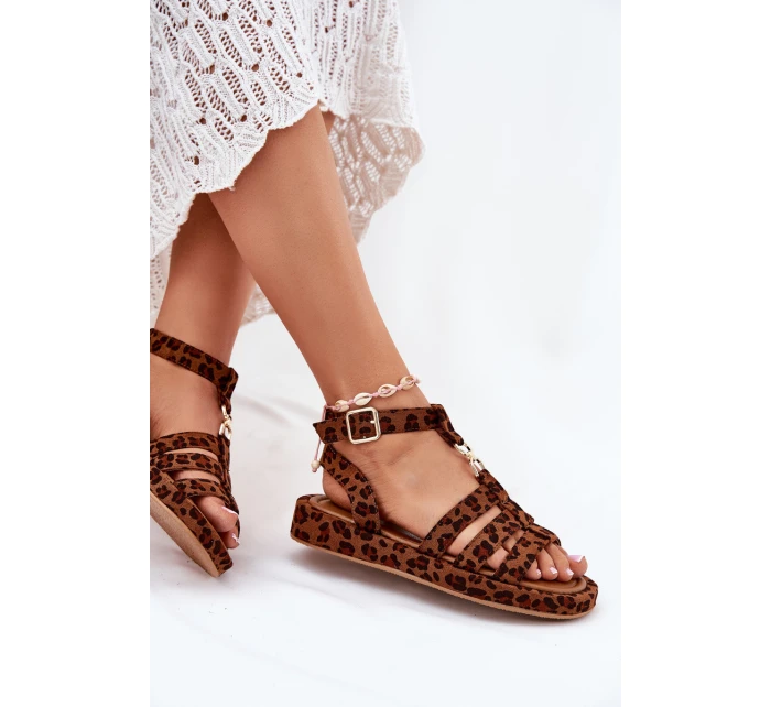 Sandały Damskie Na Platformie Ze Złotym Detalem Panterka Kartia