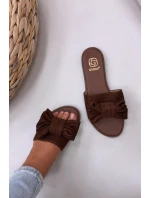Dámské ploché sandály s mašlí Hnědé model 21937432 - Boto